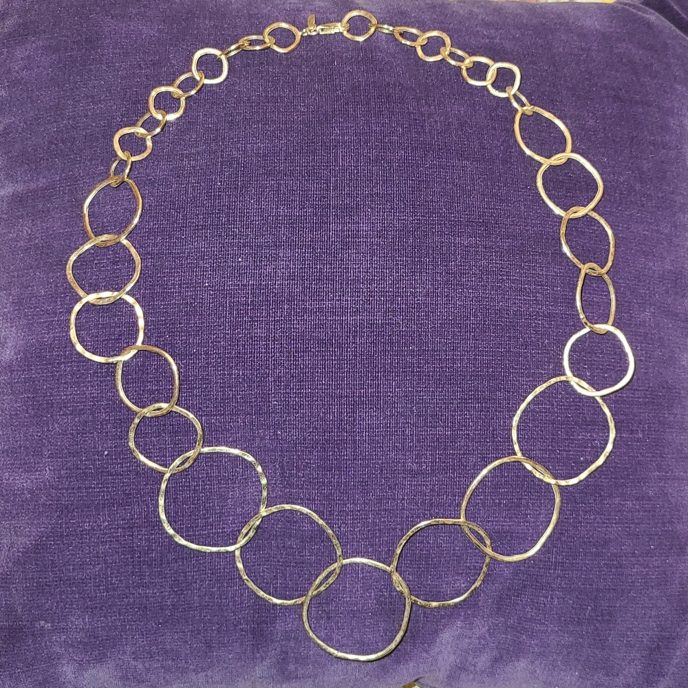 Ross-Simons Base Metal Shiny & Saton Clustered Bead, Gold Tone Necklace